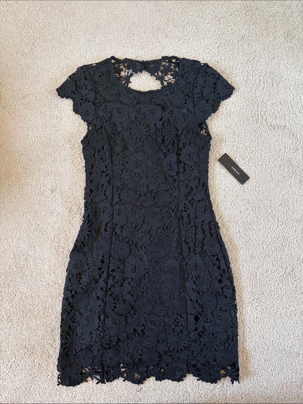 Lulu's Black Floral Crochet Lace Mini Dress
